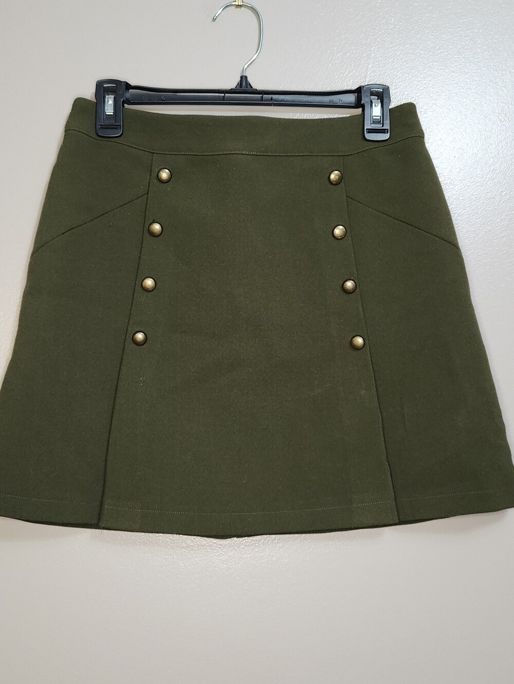 Divided Olive Green Button-Front A-Line Mini Skirt Size 8